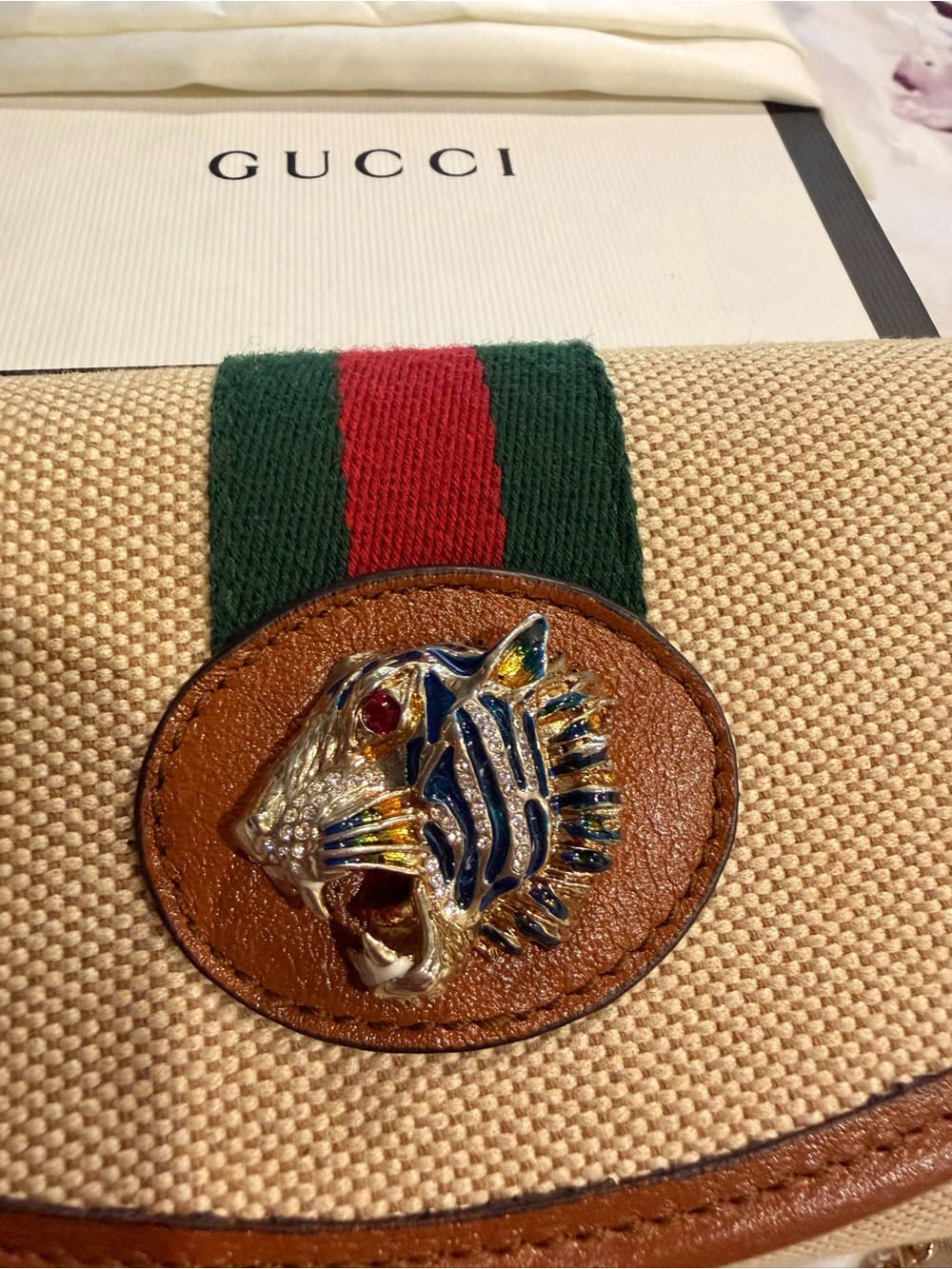 AUTH GUCCI RAJAG CANVAS POUCH/CLUTCH W/ DUST BAG AND BOX NWT WILL TAKE OFFER - Picture 5 of 5